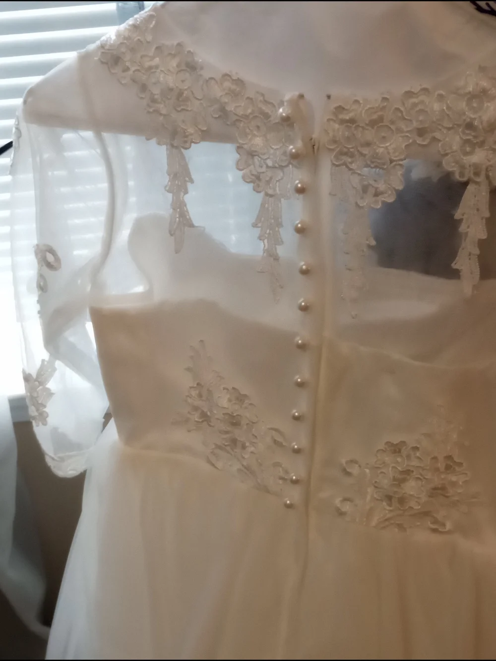 White Lace Tulle Flower Girls Dress